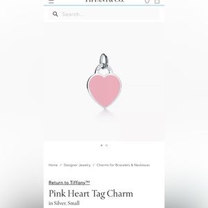 Pink Heart Tag Charm
in Silver, Small BRAND NEW